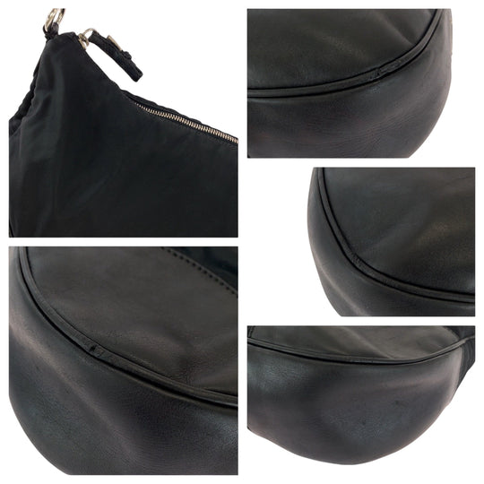 PRADA Shoulder Bag Nylon Black SilverMetal Test Triangle With logo