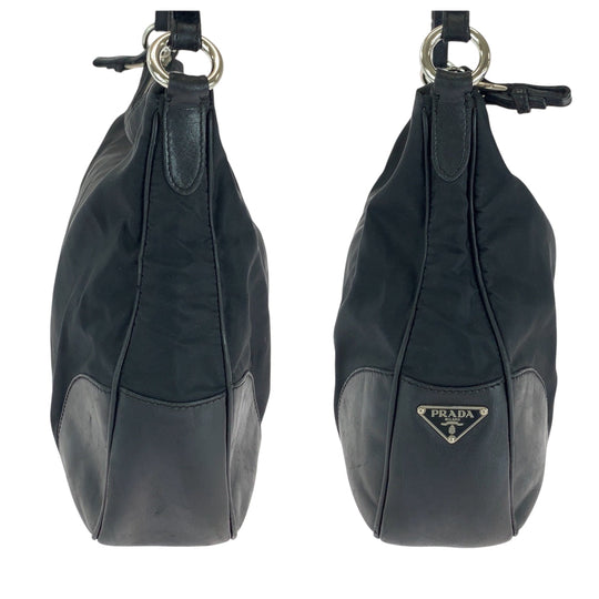 PRADA Shoulder Bag Nylon Black SilverMetal Test Triangle With logo