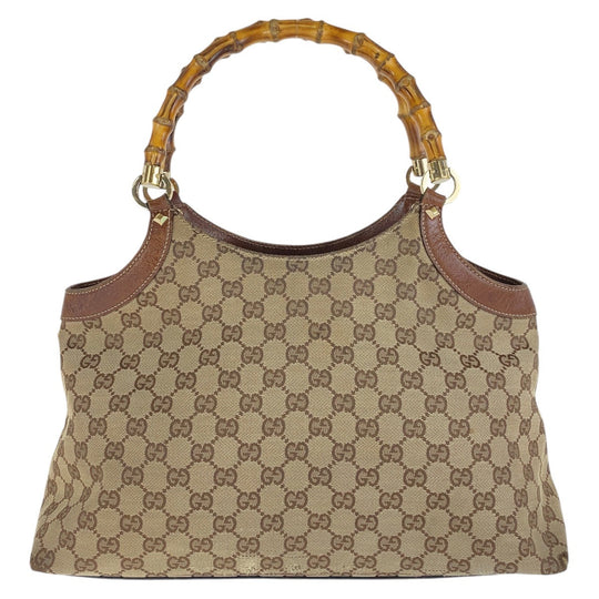 GUCCI Tote Bag 137395 GG canvas Brown Bamboo