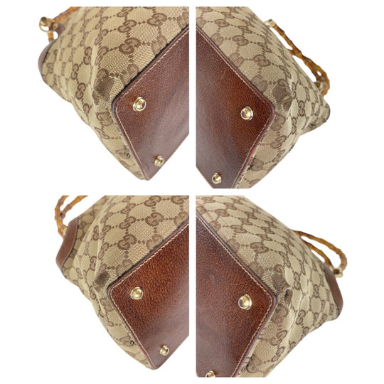 GUCCI Tote Bag 137395 GG canvas Brown Bamboo