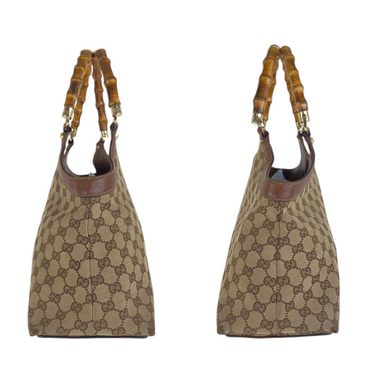 GUCCI Tote Bag 137395 GG canvas Brown Bamboo