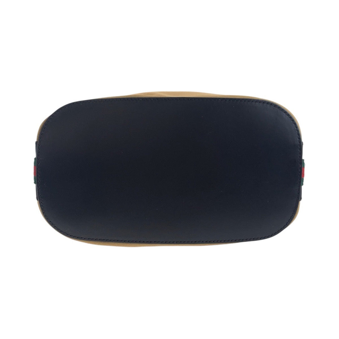 GUCCI Shoulder Bag 001 4286 Canvas, Leather beige Sherry line Women Used Authentic