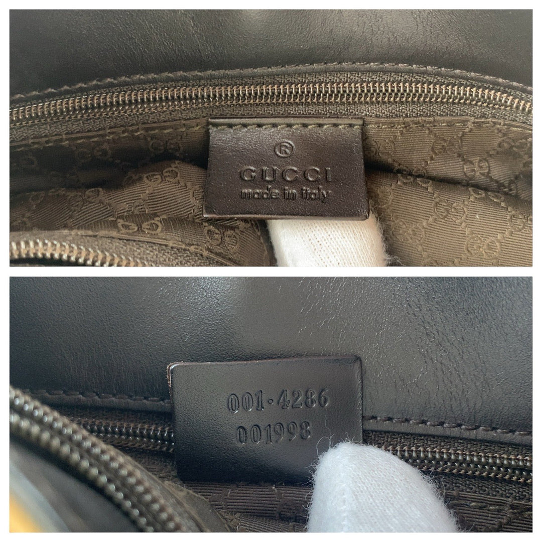 GUCCI Shoulder Bag 001 4286 Canvas, Leather beige Sherry line Women Used Authentic