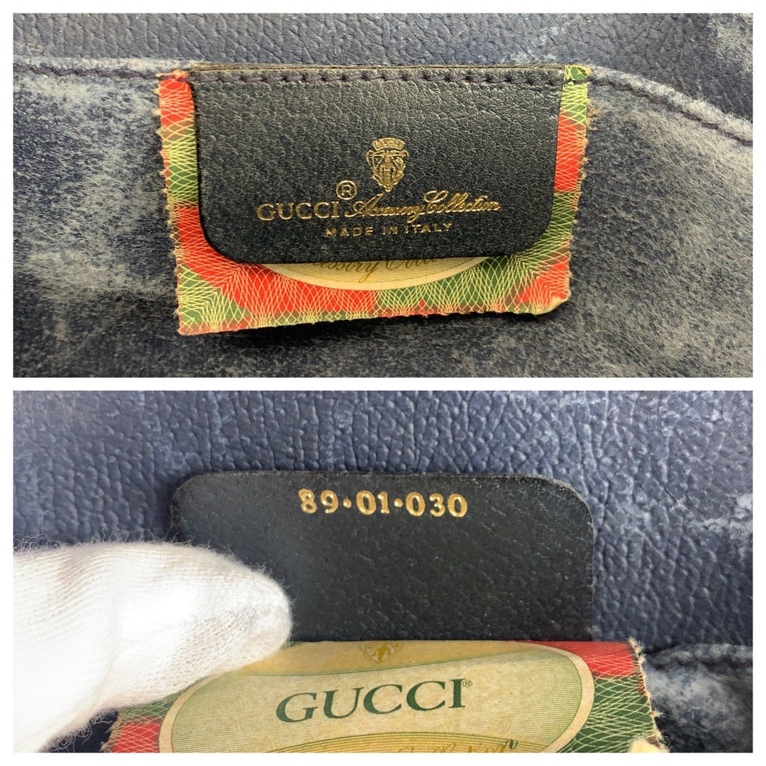 GUCCI Clutch bag 89 01 030 GG Supreme canvas, leather gray Clutch bag business bag Sherry Line Old Gucci Women Used Authentic