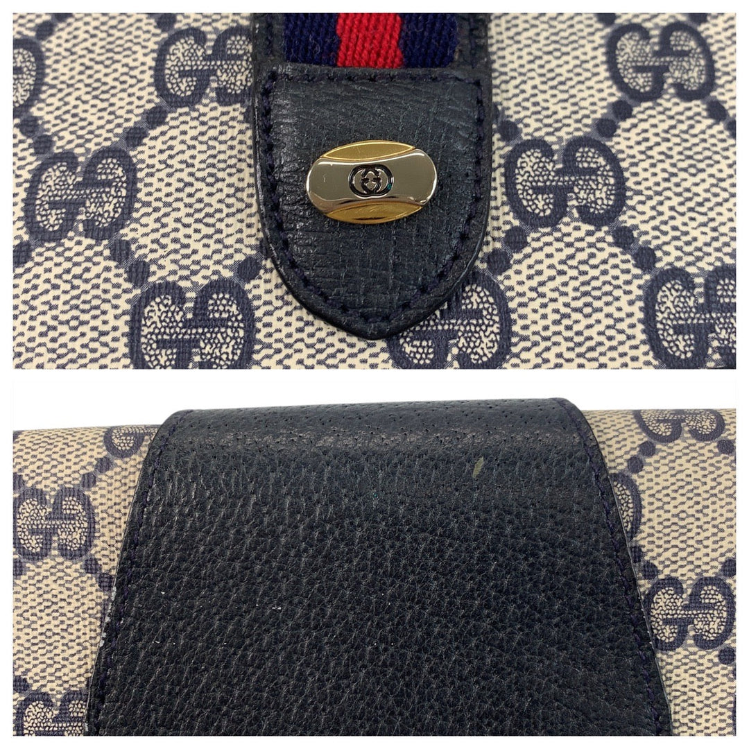 GUCCI Clutch bag 89 01 030 GG Supreme canvas, leather gray Clutch bag business bag Sherry Line Old Gucci Women Used Authentic