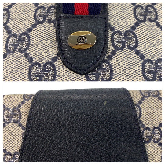 GUCCI Clutch bag 89 01 030 GG Supreme canvas, leather gray Clutch bag business bag Sherry Line Old Gucci Women Used Authentic
