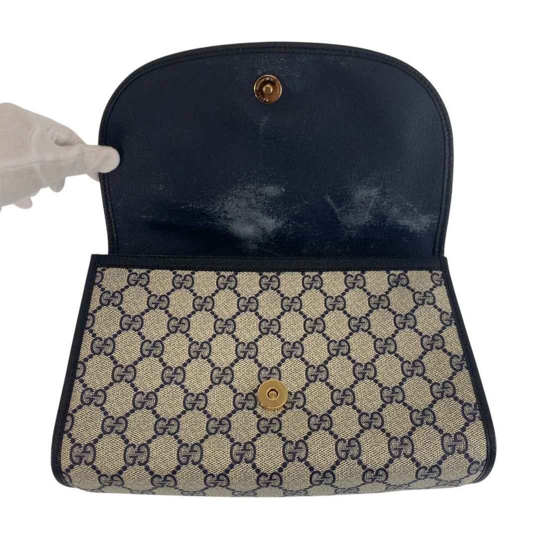 GUCCI Clutch bag 89 01 030 GG Supreme canvas, leather gray Clutch bag business bag Sherry Line Old Gucci Women Used Authentic