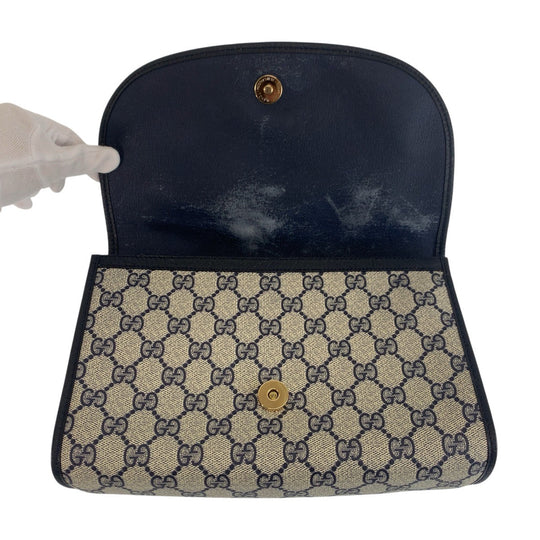 GUCCI Clutch bag 89 01 030 GG Supreme canvas, leather gray Clutch bag business bag Sherry Line Old Gucci Women Used Authentic