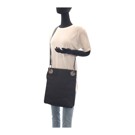 GUCCI Shoulder Bag 120842 GG canvas, leather Black SilverMetal Shoulder Bag pochette Women Used Authentic