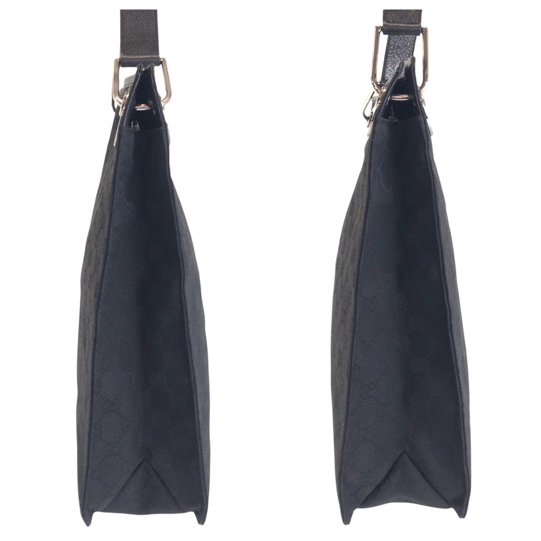 GUCCI Shoulder Bag 120842 GG canvas, leather Black SilverMetal Shoulder Bag pochette Women Used Authentic