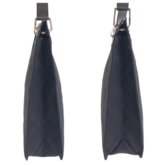 GUCCI Shoulder Bag 120842 GG canvas, leather Black SilverMetal Shoulder Bag pochette Women Used Authentic