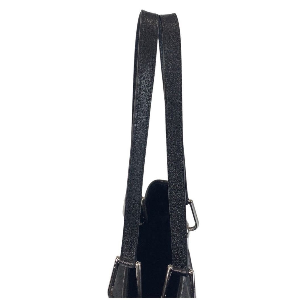 GUCCI Tote Bag 120840 GG canvas, leather Black SilverMetal Tote Bag Shoulder Bag Women Used Authentic