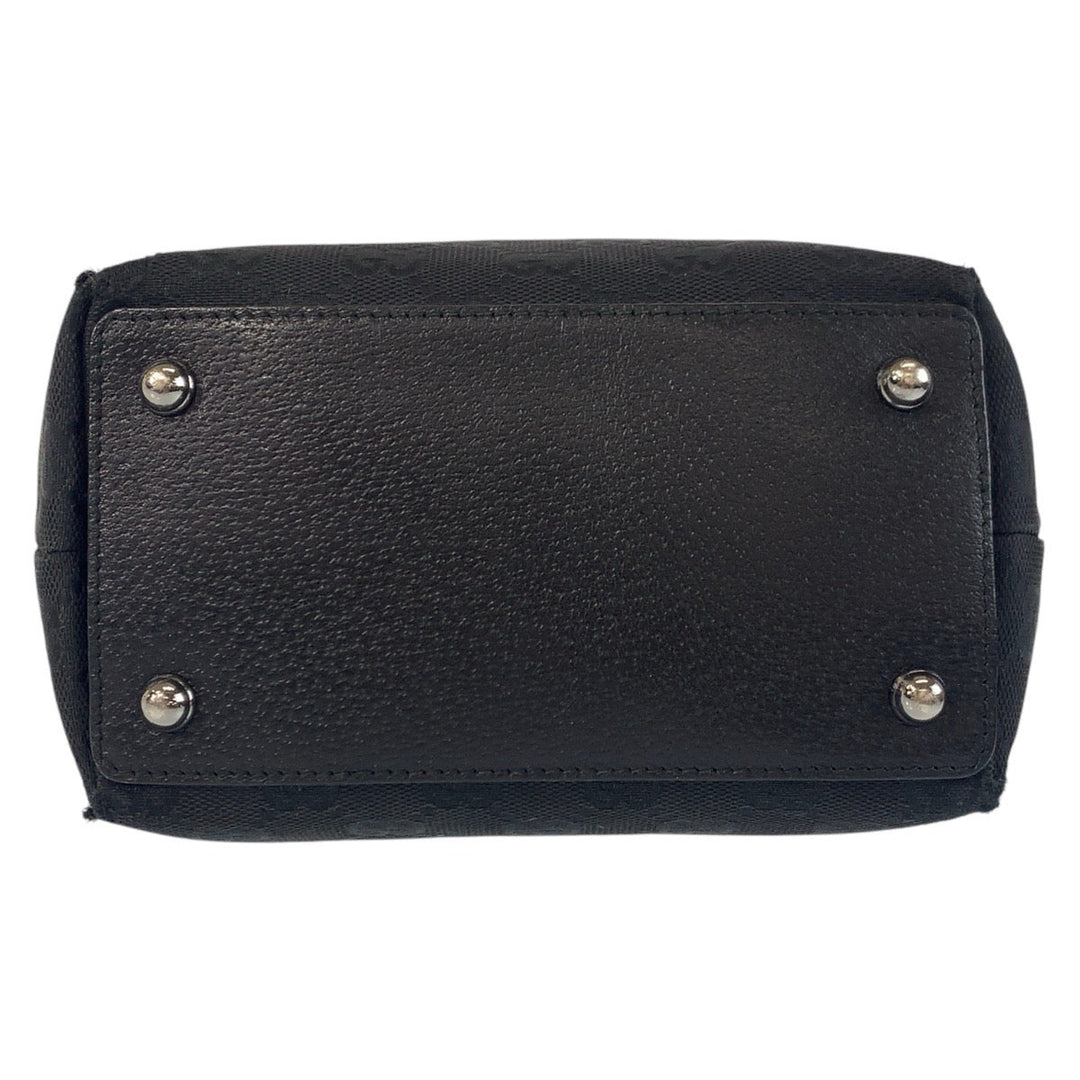 GUCCI Tote Bag 120840 GG canvas, leather Black SilverMetal Tote Bag Shoulder Bag Women Used Authentic