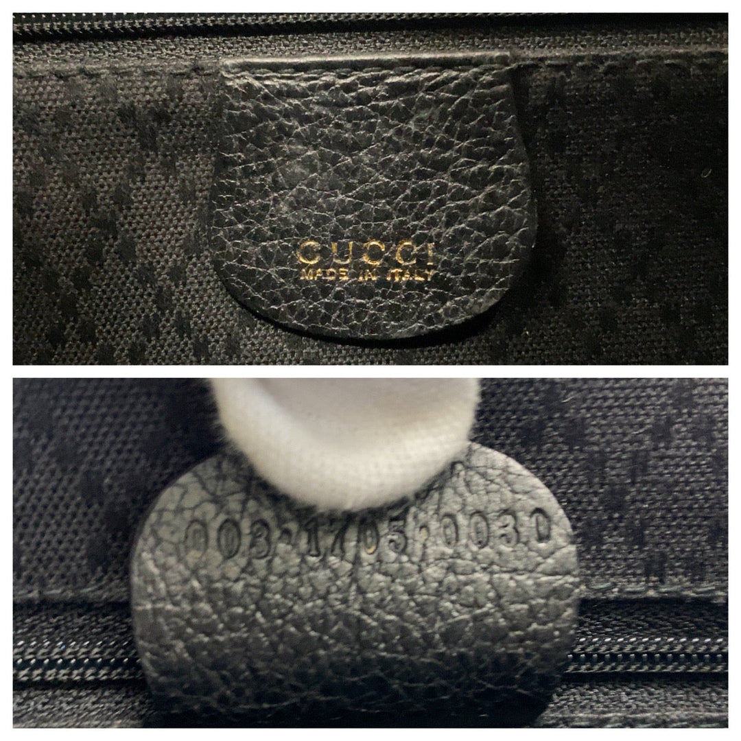 GUCCI Backpack 003 1705 0030 Suede Black GoldMetal Backpack Backpack Bamboo Women Used Authentic