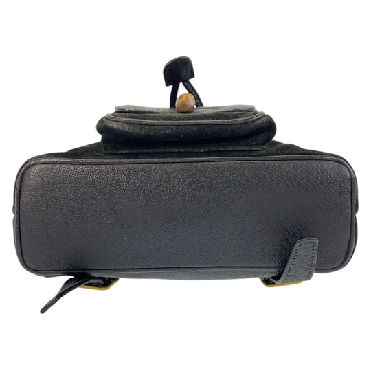 GUCCI Backpack 003 1705 0030 Suede Black GoldMetal Backpack Backpack Bamboo Women Used Authentic