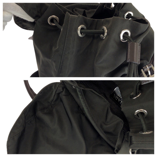 PRADA Backpack Nylon green Backpack Backpack Test Triangle With logo Women Used Authentic