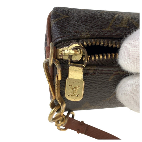 LOUIS VUITTON Pouch M51365 PVC, Leather Brown Gold Metal pouch accessory pouch Monogram Papillon Women Used Authentic