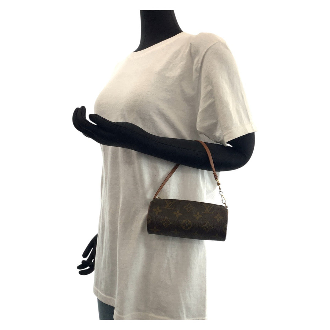 LOUIS VUITTON Pouch M51365 PVC, Leather Brown Gold Metal pouch accessory pouch Monogram Papillon Women Used Authentic