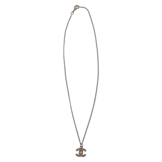 CHANEL Necklace Plating, Rhinestone Silver silver COCO Mark Women Used Authentic