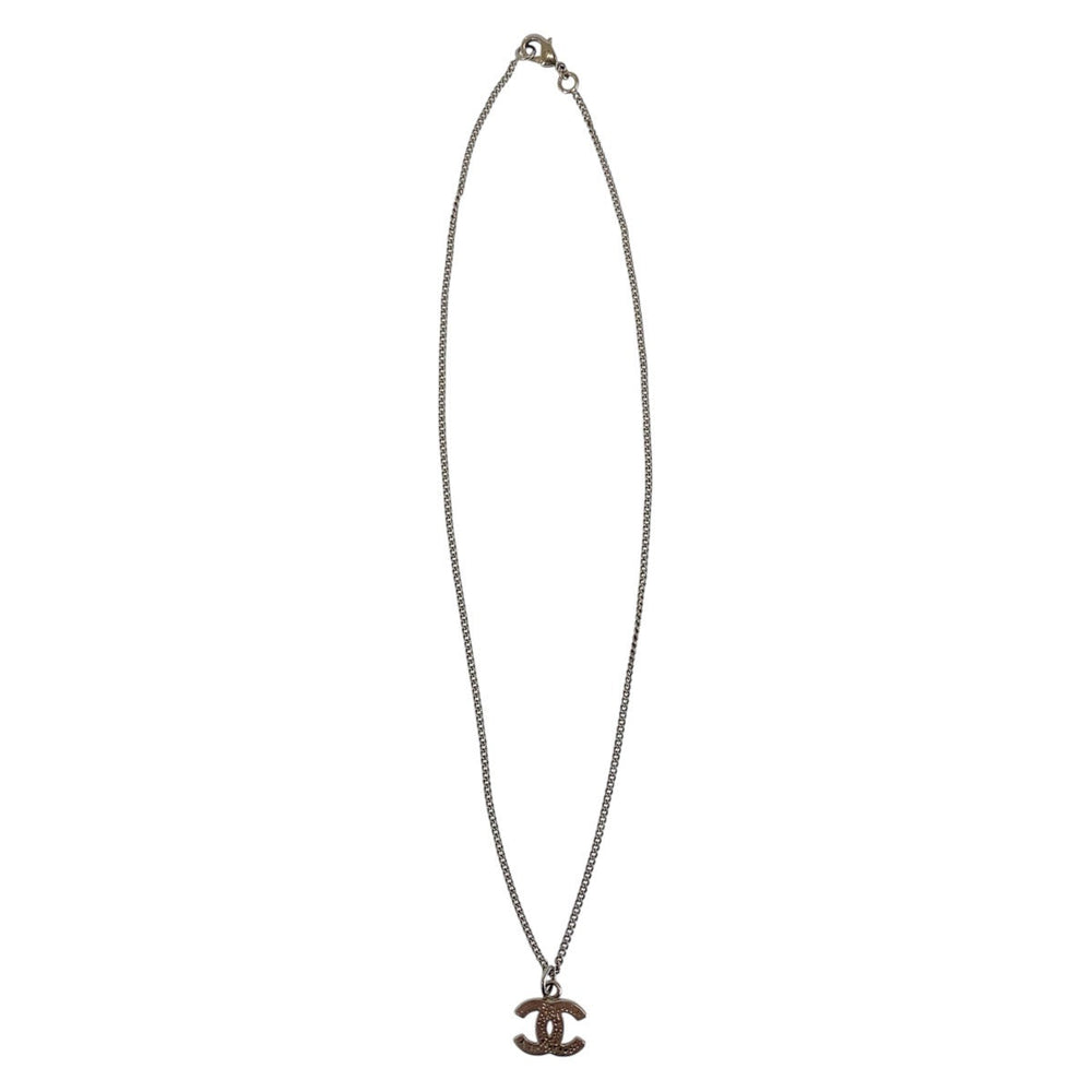 CHANEL Necklace Plating, Rhinestone Silver silver COCO Mark Women Used Authentic