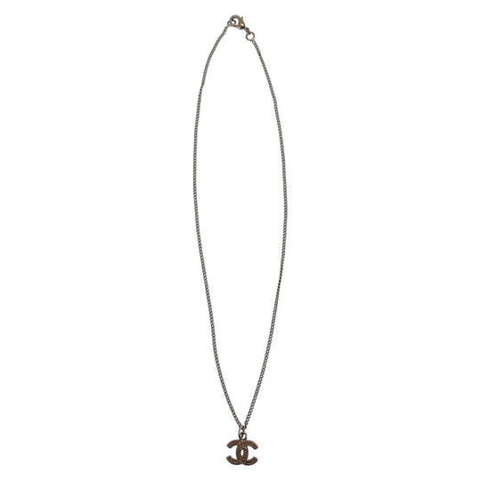 CHANEL Necklace Plating, Rhinestone Silver silver COCO Mark Women Used Authentic