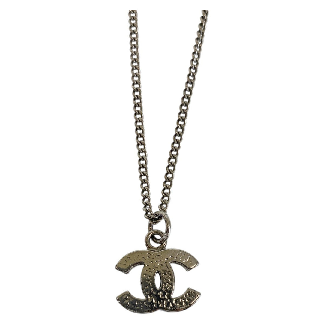 CHANEL Necklace Plating, Rhinestone Silver silver COCO Mark Women Used Authentic