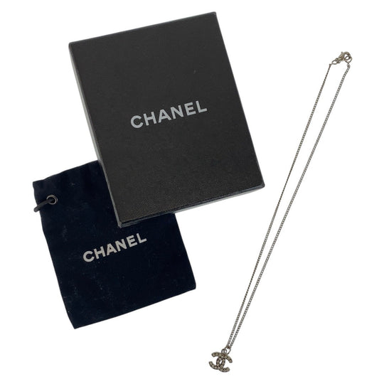 CHANEL Necklace Plating, Rhinestone Silver silver COCO Mark Women Used Authentic