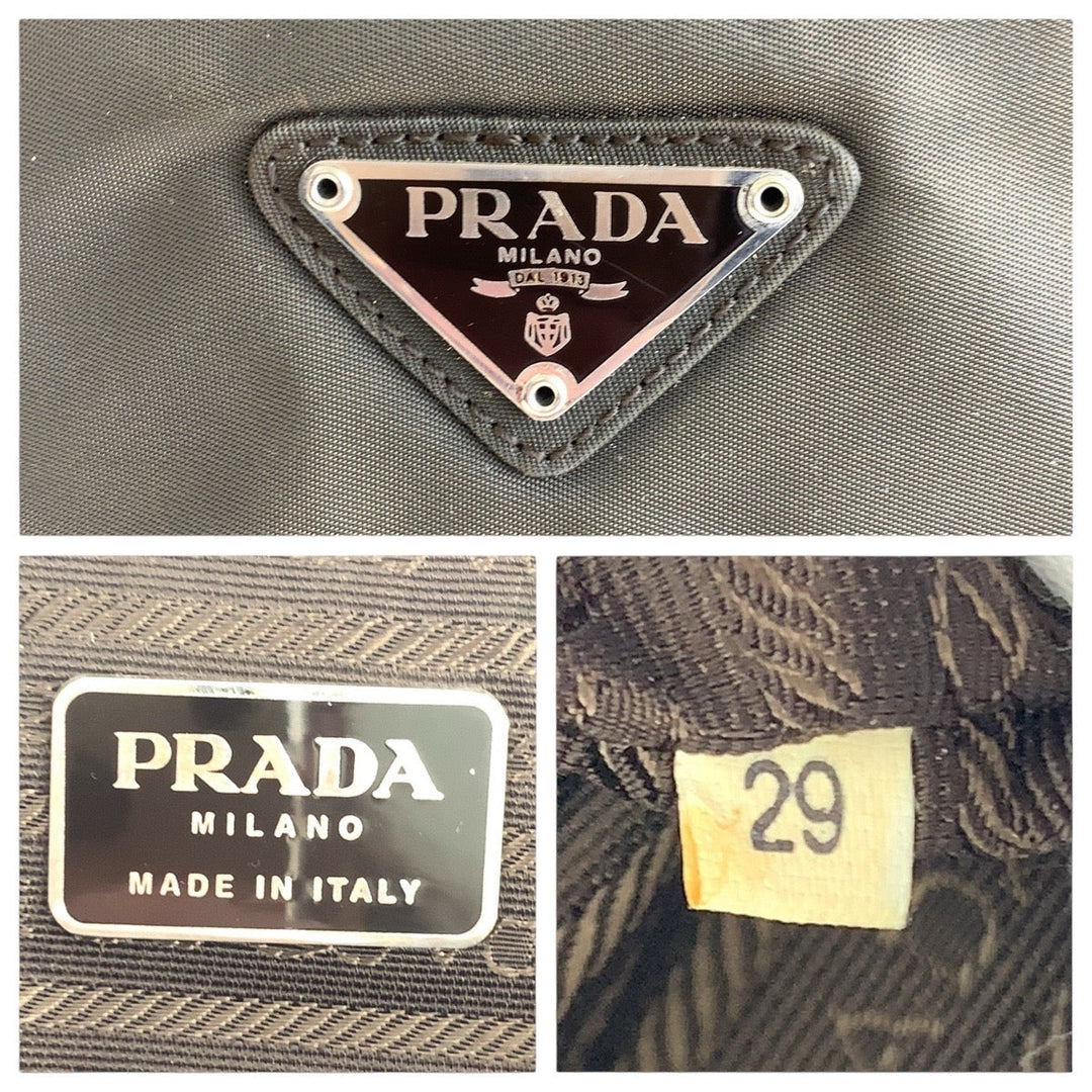 PRADA Shoulder Bag Nylon Brown Test Triangle With logo Women Used Authentic