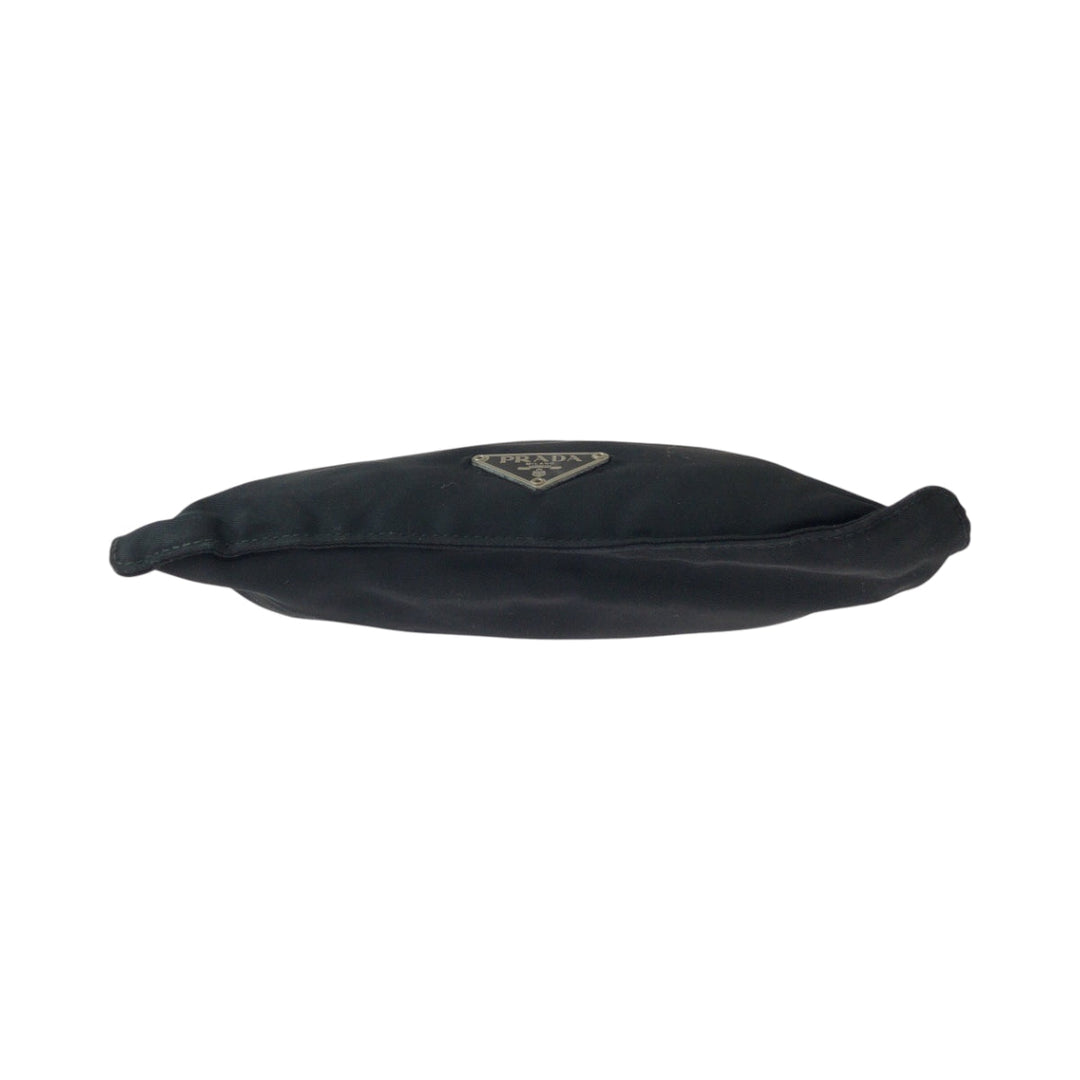 PRADA Shoulder Bag Nylon Black SilverMetal Shoulder Bag Sacoche Test Triangle With logo mens Used Authentic