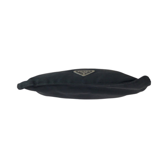 PRADA Shoulder Bag Nylon Black SilverMetal Shoulder Bag Sacoche Test Triangle With logo mens Used Authentic