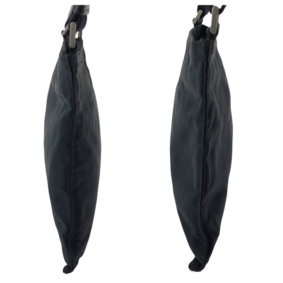 PRADA Shoulder Bag Nylon Black SilverMetal Shoulder Bag Sacoche Test Triangle With logo mens Used Authentic
