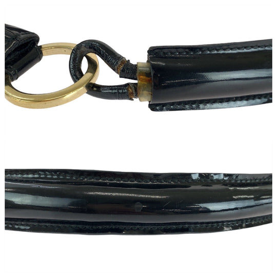 GUCCI Shoulder Bag 001 4157 GG canvas, leather Black GoldMetal Women Used Authentic