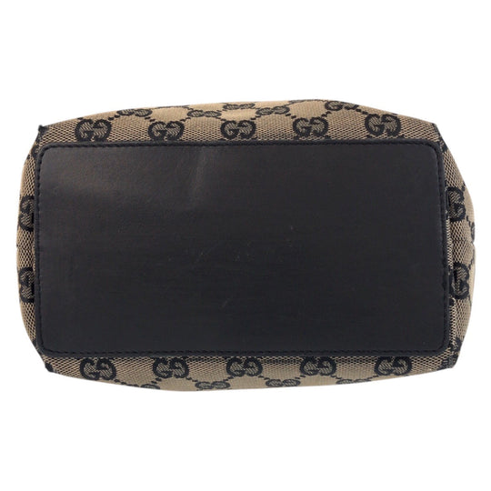 GUCCI Tote Bag 002 1099 GG canvas, leather Beige Black Gold Metal Tote Bag Shoulder Bag Women Used Authentic