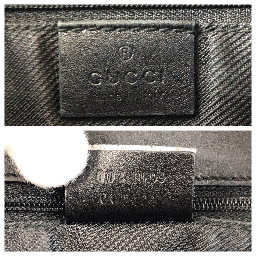 GUCCI Tote Bag 002 1099 GG canvas, leather Beige Black Gold Metal Tote Bag Shoulder Bag Women Used Authentic