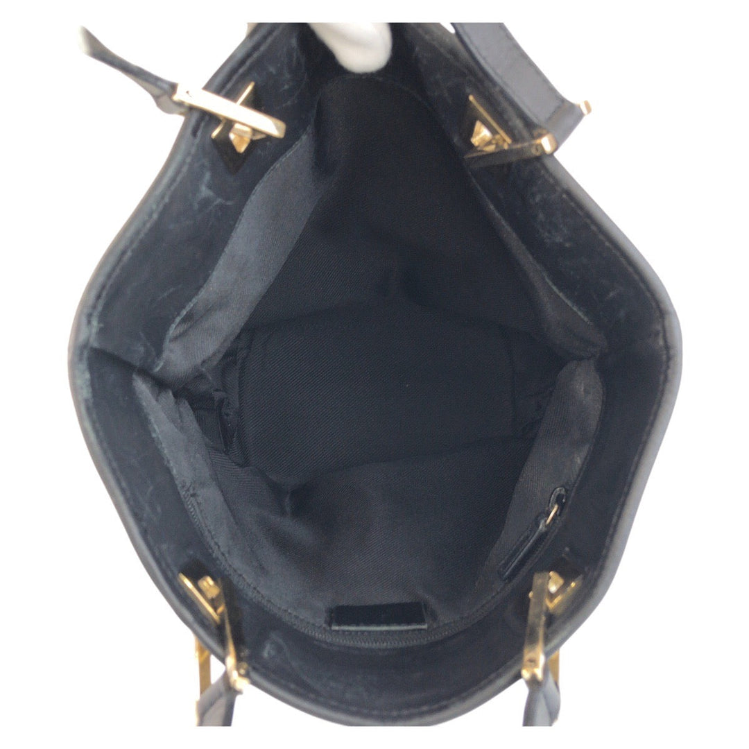 GUCCI Tote Bag 002 1099 GG canvas, leather Beige Black Gold Metal Tote Bag Shoulder Bag Women Used Authentic