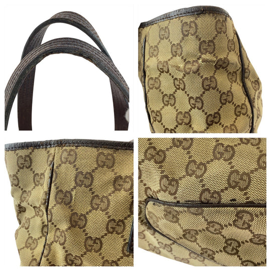 GUCCI Tote Bag 113017 GG canvas Beige brown