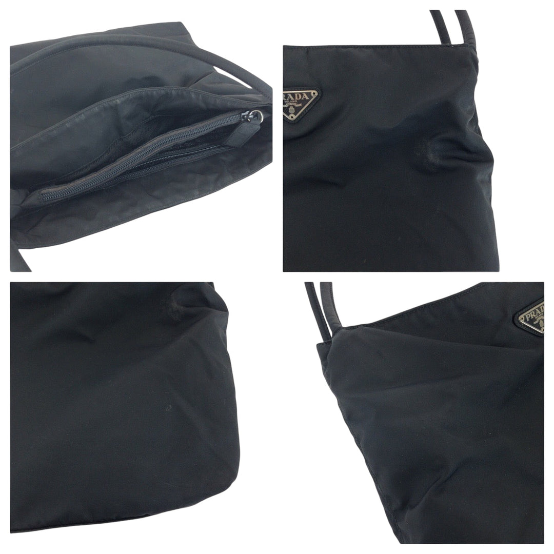 PRADA Tote Bag B6243 Nylon black Tote Bag Shoulder Bag Test Triangle With logo Women Used Authentic