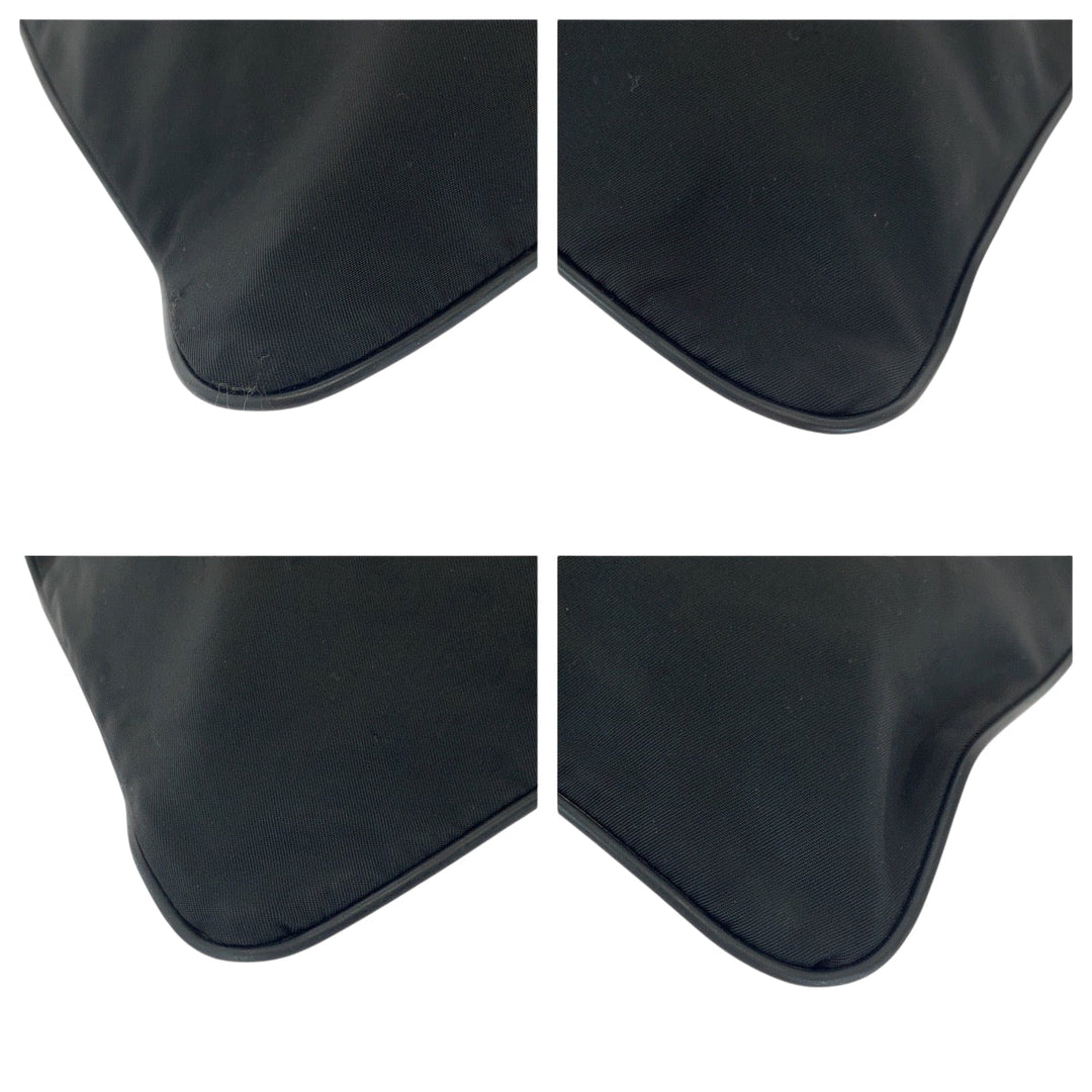 PRADA Shoulder Bag Nylon Black SilverMetal Test Triangle With logo