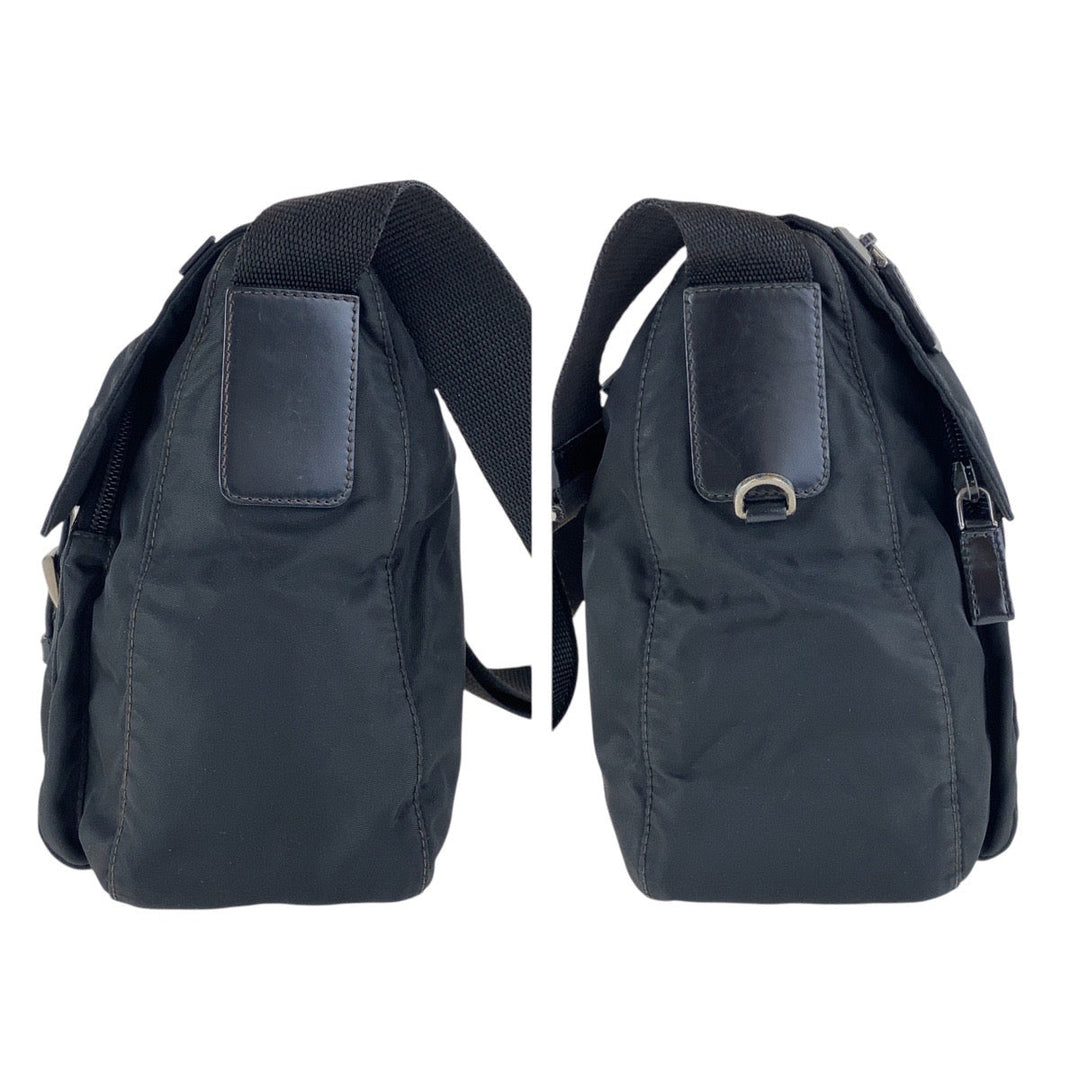 PRADA Shoulder Bag Nylon black Shoulder Bag pochette Test Triangle With logo Women Used Authentic