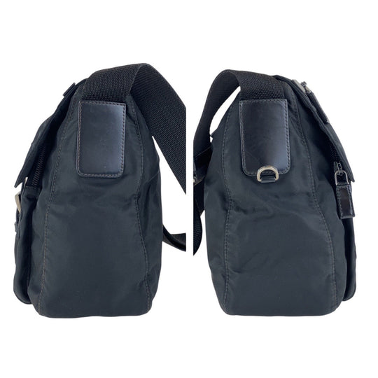 PRADA Shoulder Bag Nylon black Shoulder Bag pochette Test Triangle With logo Women Used Authentic