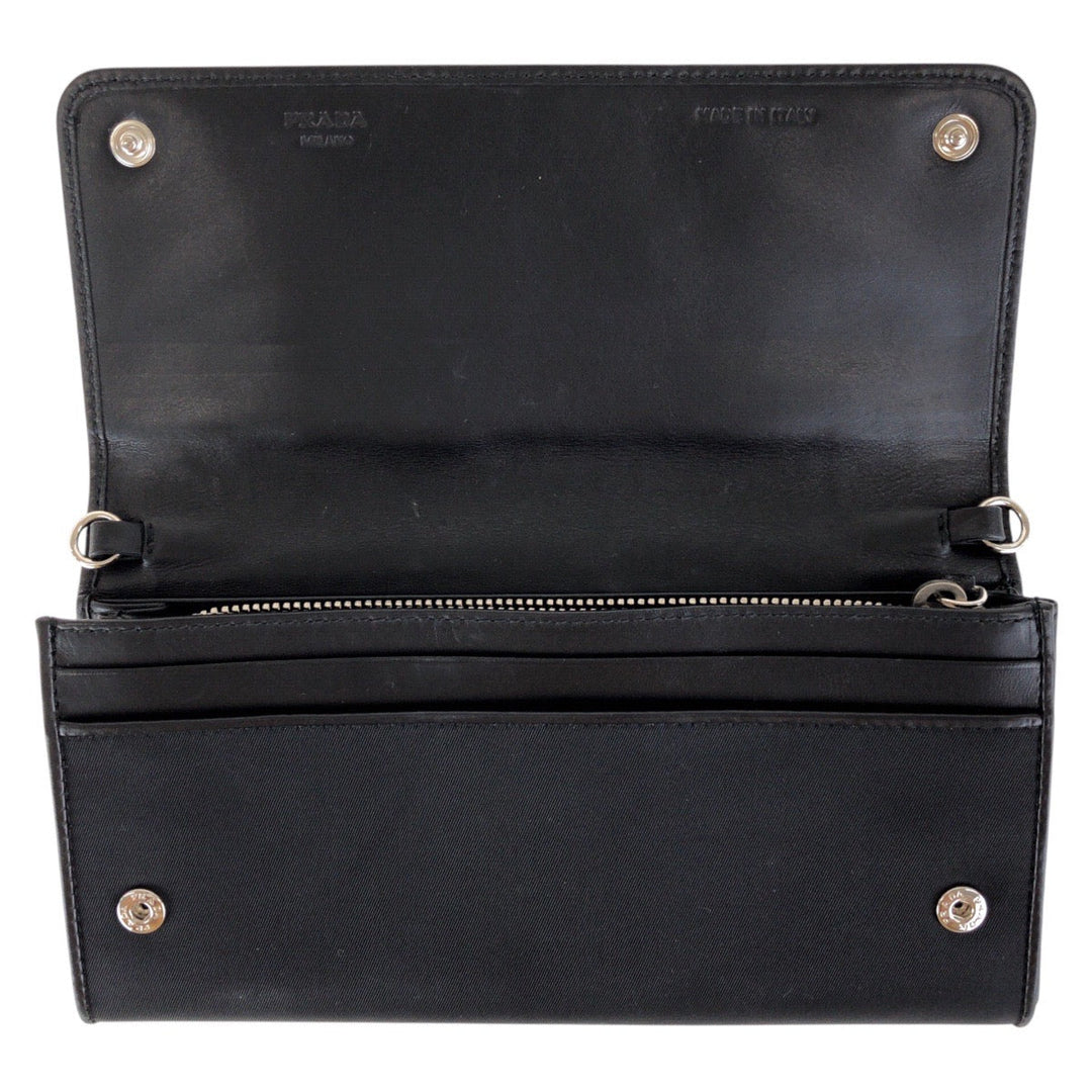 PRADA Long Wallet Purse Nylon black Test Triangle With logo