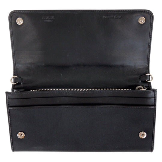 PRADA Long Wallet Purse Nylon black Test Triangle With logo