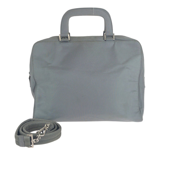 PRADA Shoulder Bag Nylon Grey SilverMetal Shoulder Bag Handbag 2way Test Triangle With logo Women Used Authentic