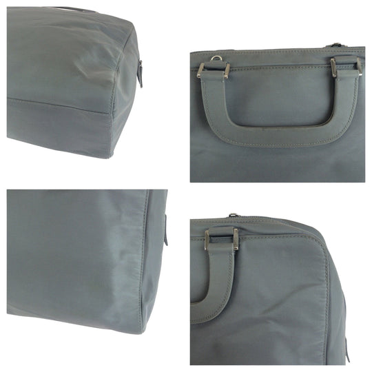 PRADA Shoulder Bag Nylon Grey SilverMetal Shoulder Bag Handbag 2way Test Triangle With logo Women Used Authentic