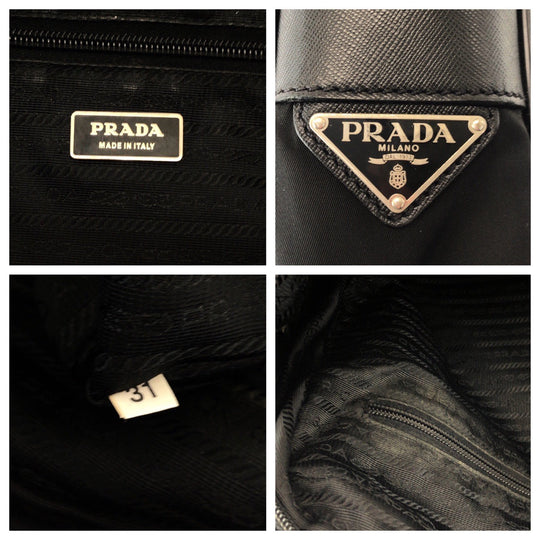 PRADA Shoulder Bag V407S Nylon Black SilverMetal Shoulder Bag Business Bag 2way Test Triangle With logo mens Used Authentic
