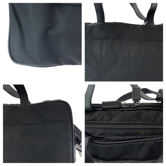 PRADA Shoulder Bag V407S Nylon Black SilverMetal Shoulder Bag Business Bag 2way Test Triangle With logo mens Used Authentic