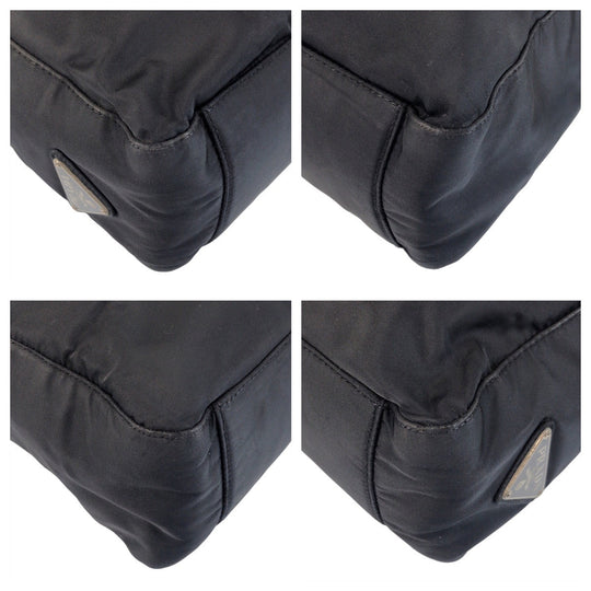 PRADA Tote Bag Nylon Black black Tote Bag Shoulder Bag Test Triangle With logo Women Used Authentic