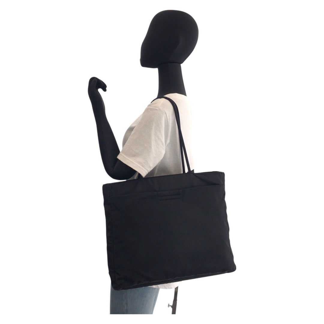PRADA Tote Bag Nylon Black black Tote Bag Shoulder Bag Test Triangle With logo Women Used Authentic