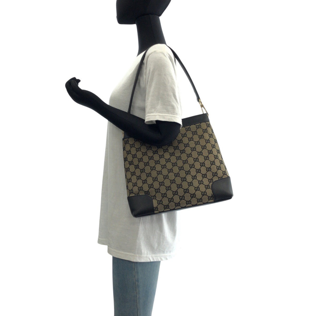 GUCCI Shoulder Bag 001 4231 GG canvas, leather black Women Used Authentic