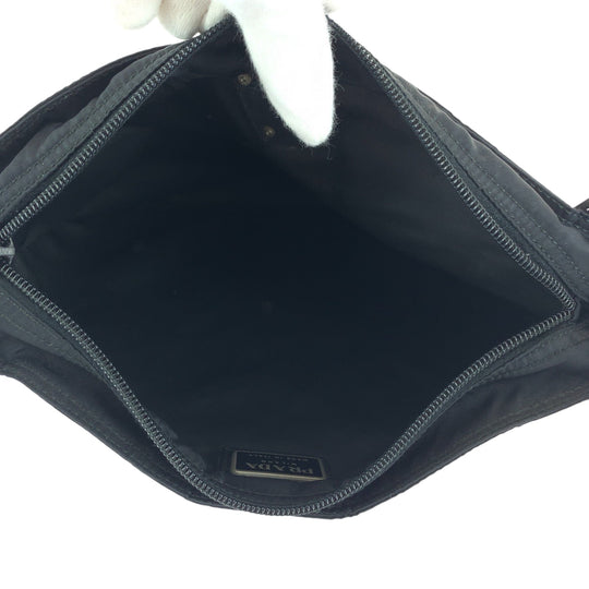 PRADA Shoulder Bag Nylon Black SilverMetal Shoulder Bag pochette Test Triangle With logo mens Used Authentic